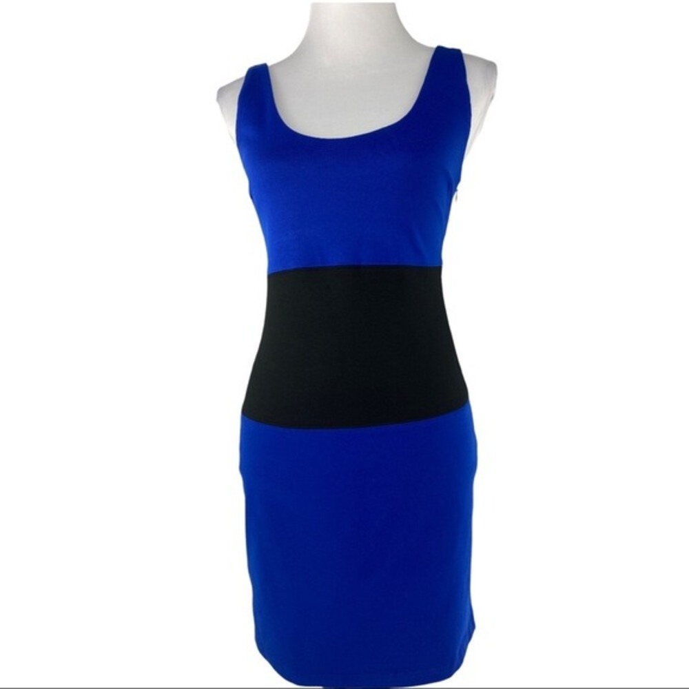 Jack by BB Dakota Neil Surf Blue Black Colorblock Sheath Mini Dress Womens Small